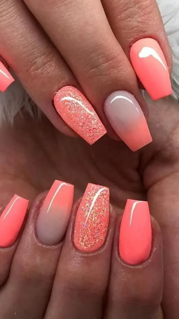 Coral Coffin Cute Summer Nails Acrylics