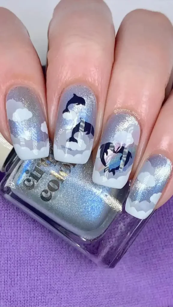 Dolphin Chrome Cute Summer Nails Acrylics