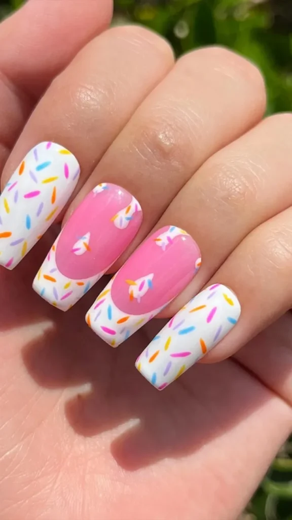 Ice Cream Sprinkle Cute Summer Nails Acrylics