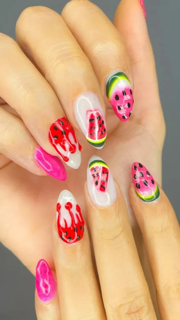 Tropical Watermelon Nail