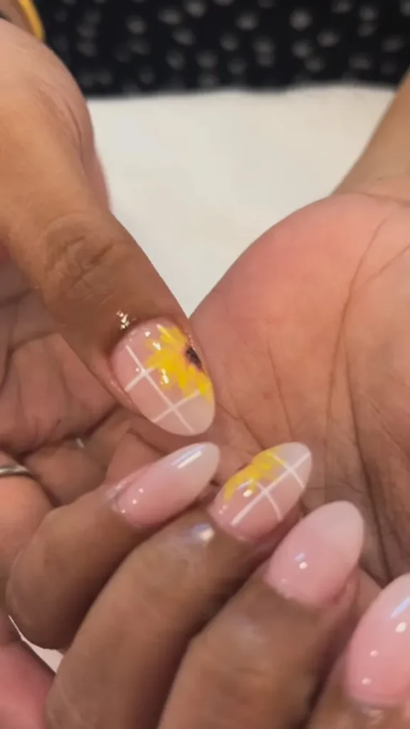Sunflower Accent Cute Summer Nails Acrylics