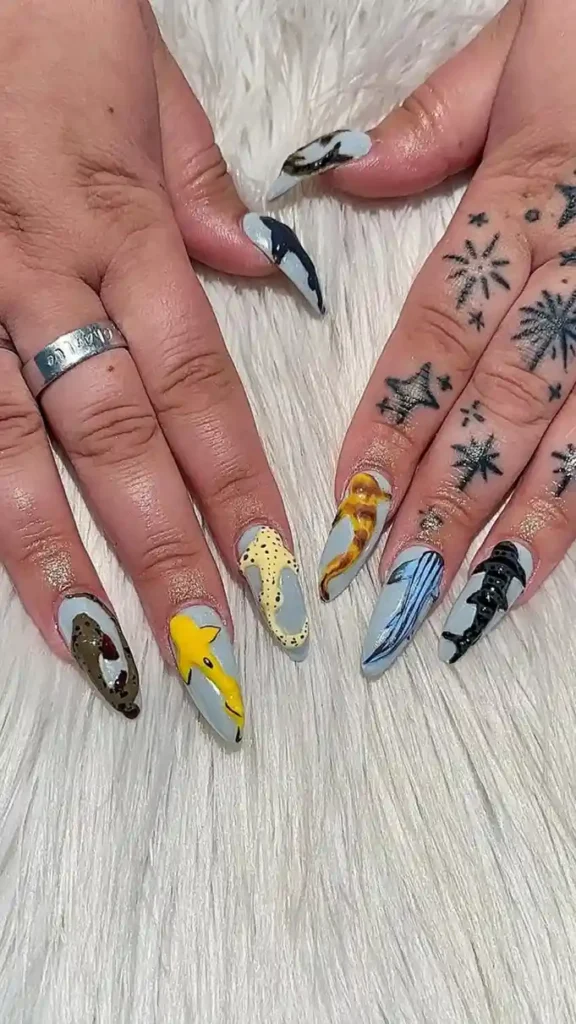 Tropical Fish Cute Summer Nails Acrylics