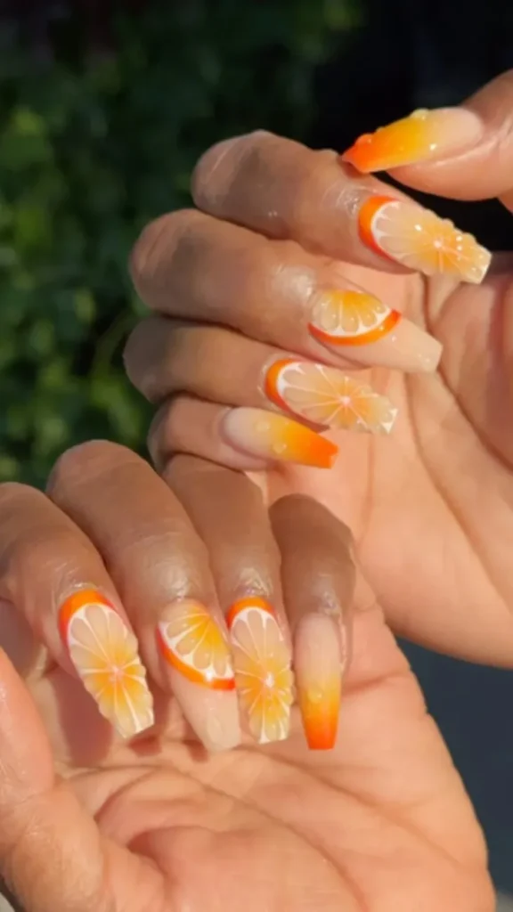 Juice-Inspired Colors Cute Summer Nails Acrylics