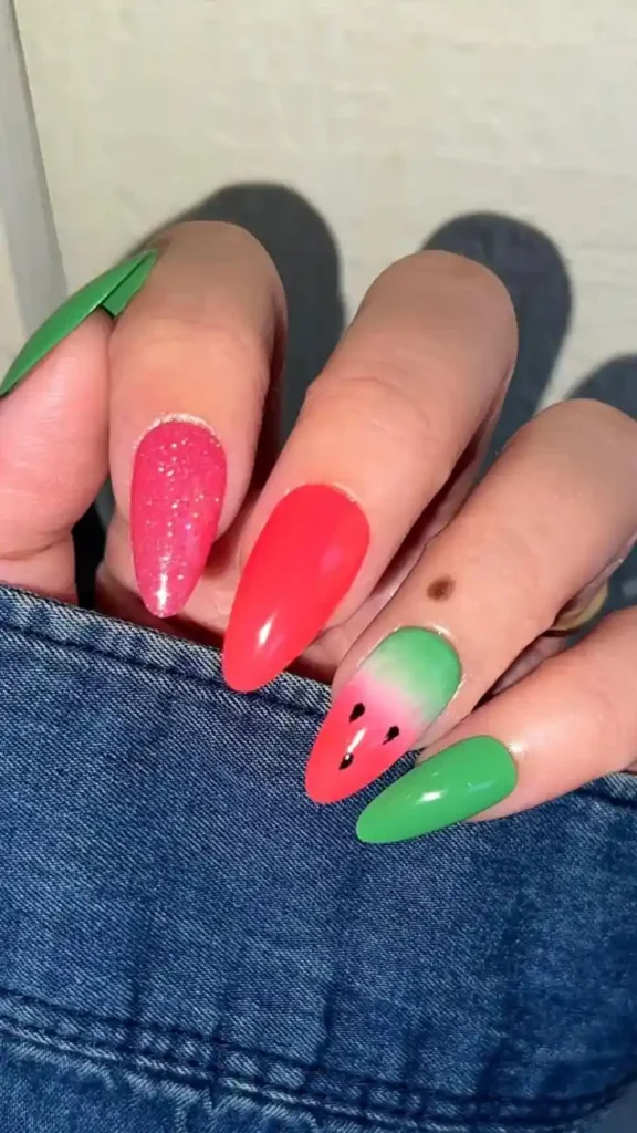 Watermelon-Inspired Acrylics
Cute Summer Nails Acrylics