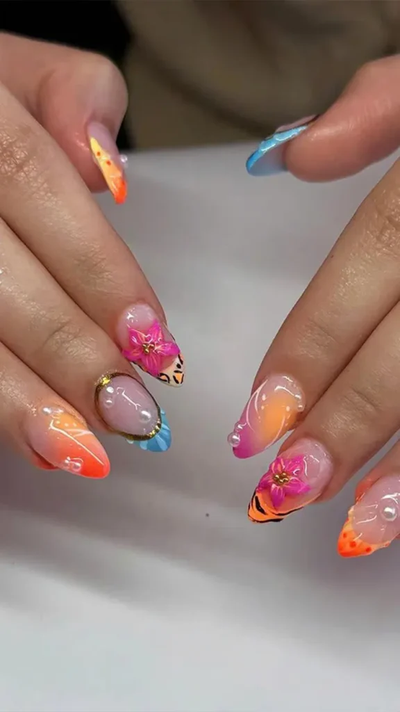 Sunset Ombre Acrylics Cute Summer Nails Acrylics