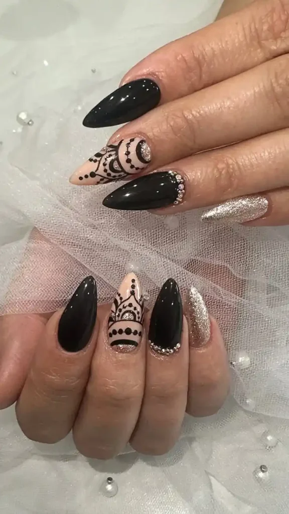 French Tip Nails with Flowers