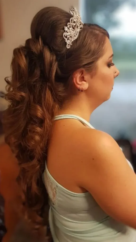Braided Crown with Loose Waves Dance Hairstyle