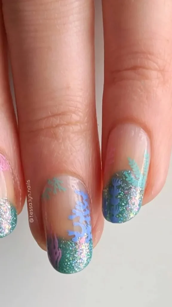 Coral Reef Nails Summer Vacation Nails