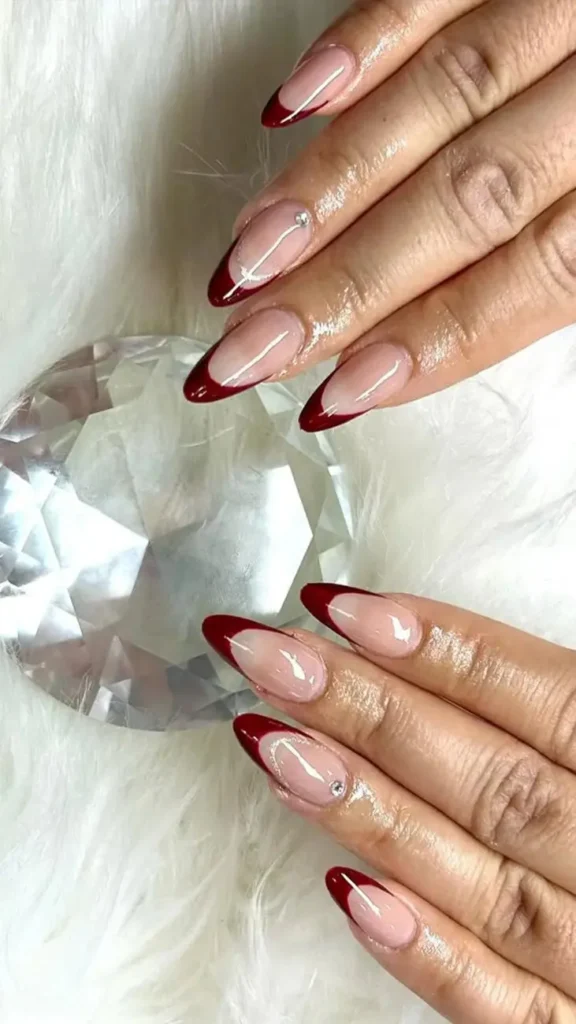 French Tip Nails with Flowers