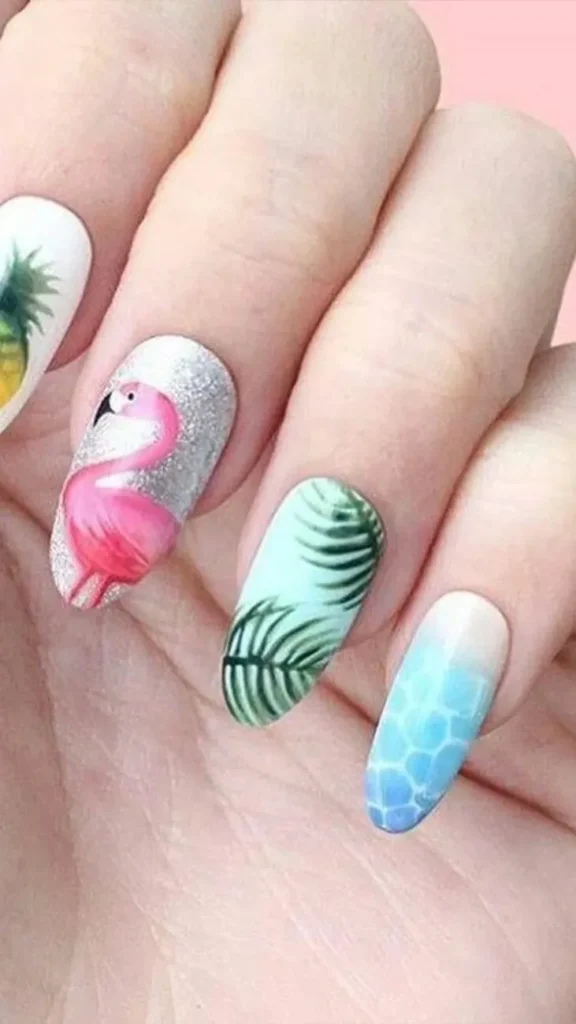 Flamingo Fantasy Tropical Summer Nail