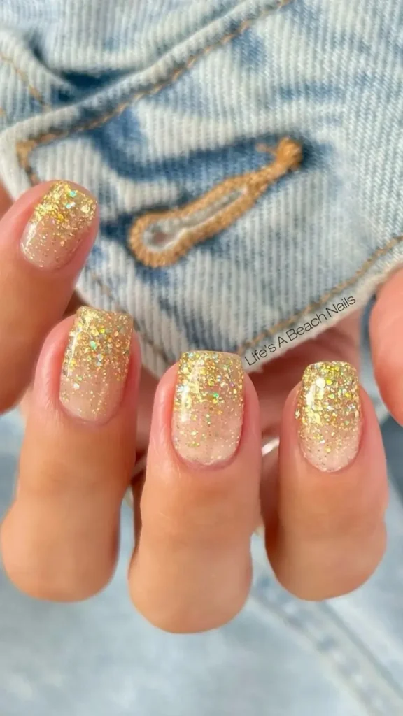 Glitter Beach Summer Vacation Nails