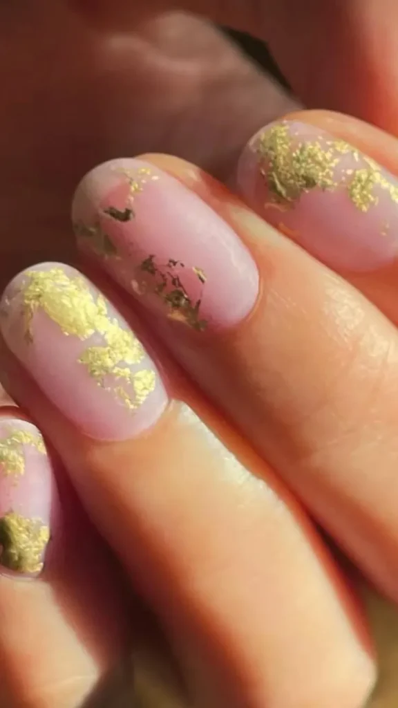 Gold Foil Summer Vacation Nails