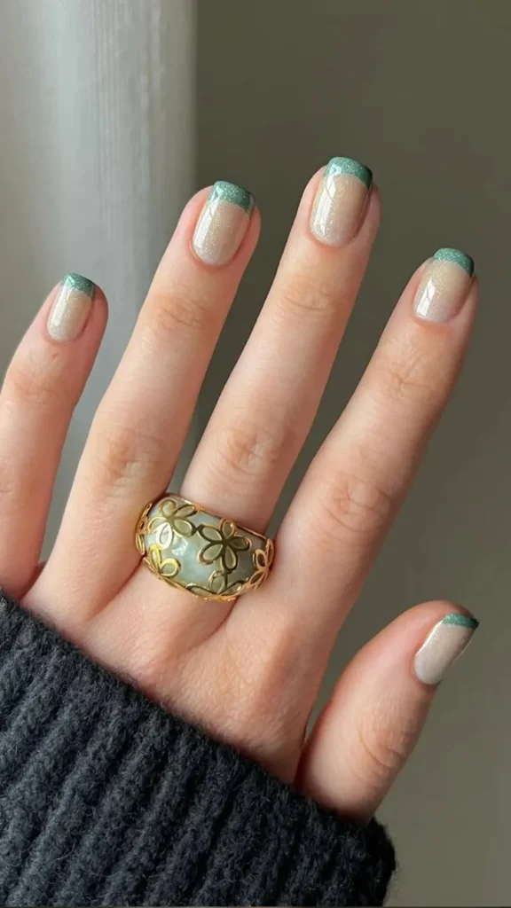 French Tip Nails with Flowers