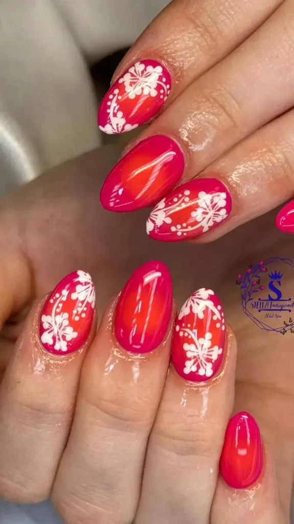 Hibiscus Floral Design Tropical Summer Nail