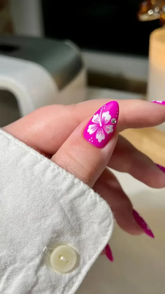 Hibiscus Flowers Summer Vacation Nails
