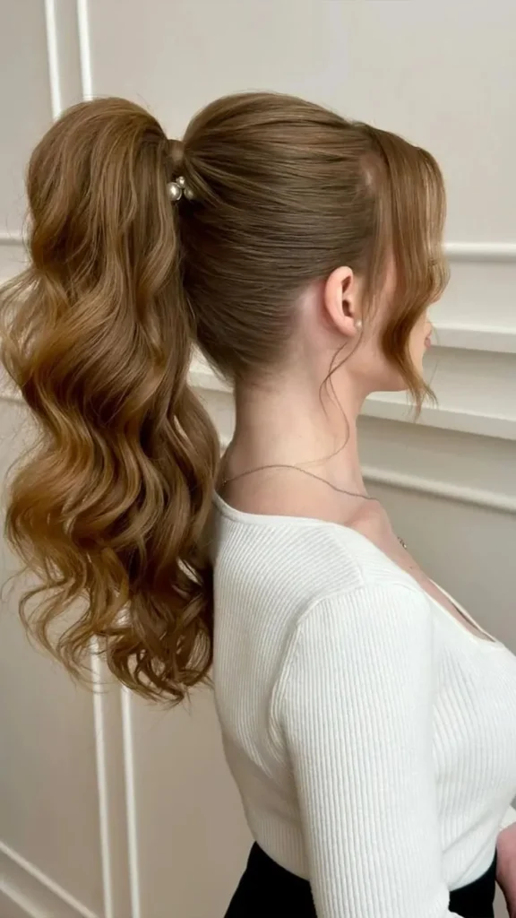 High Volume Ponytail with Waves Dance Hairstyle