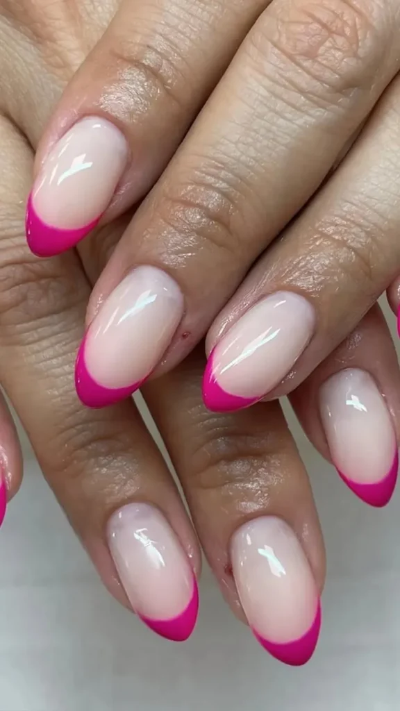 Hot Pink French Tips Summer Nail