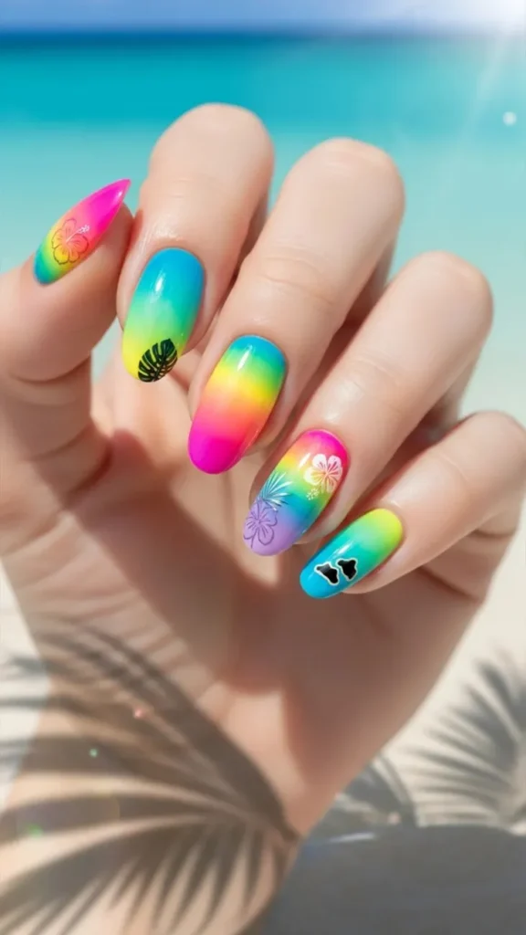 Island Rainbow Tropical Summer Nail