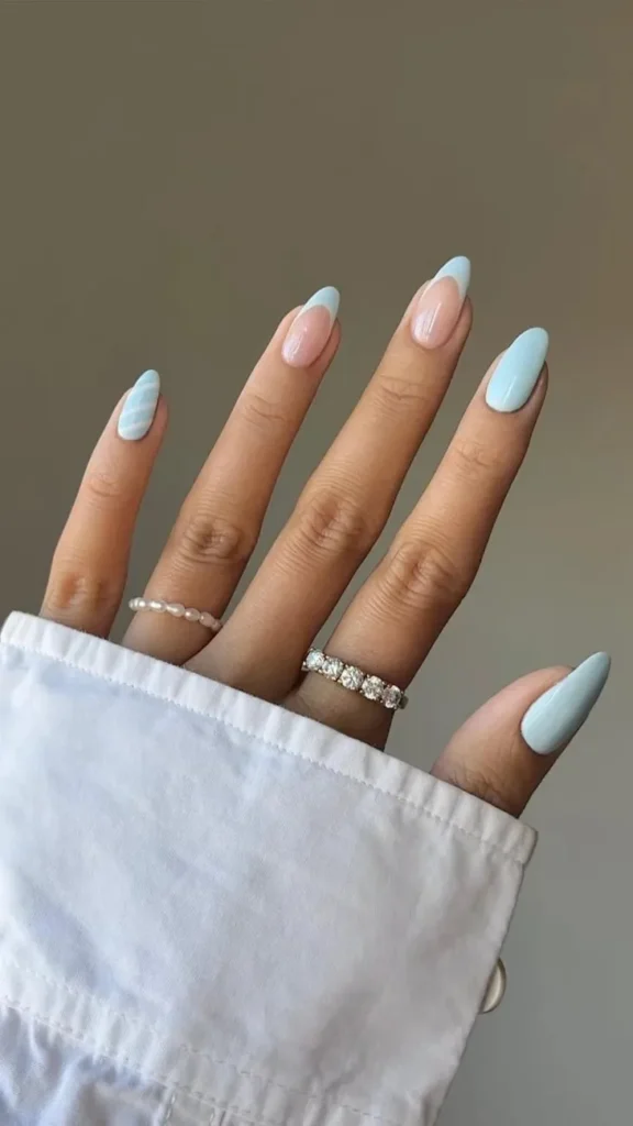 French Tip Nails with Flowers
