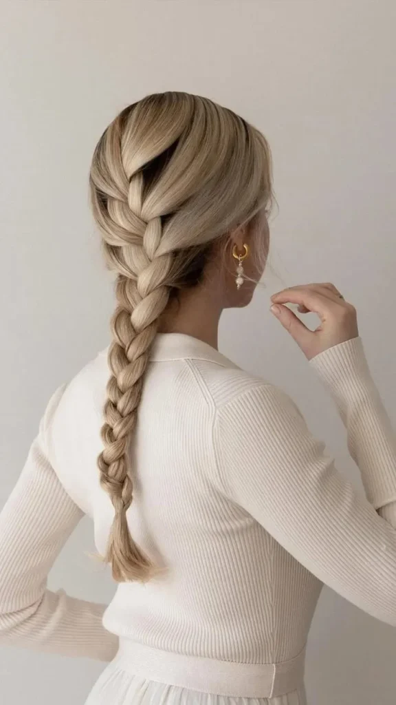 Low Ponytail with a French Braid Detail Dance Hairstyle