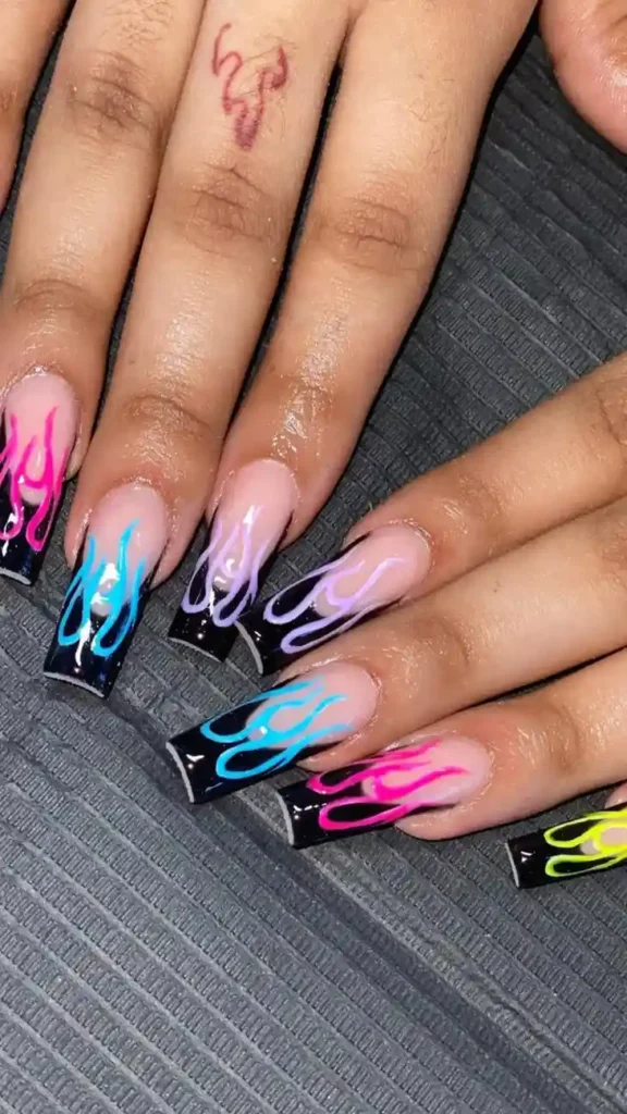 Neon Flames Nail