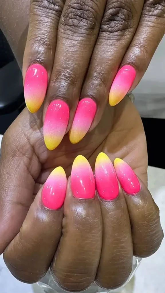 Neon Gradient Ombre Nail Design