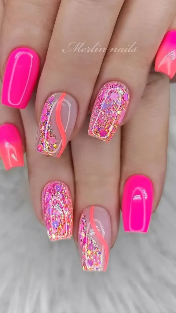 Neon Hot Pink Summer Nail