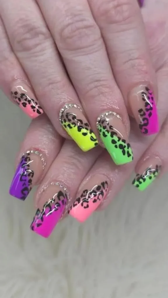 Neon Leopard Print Nail