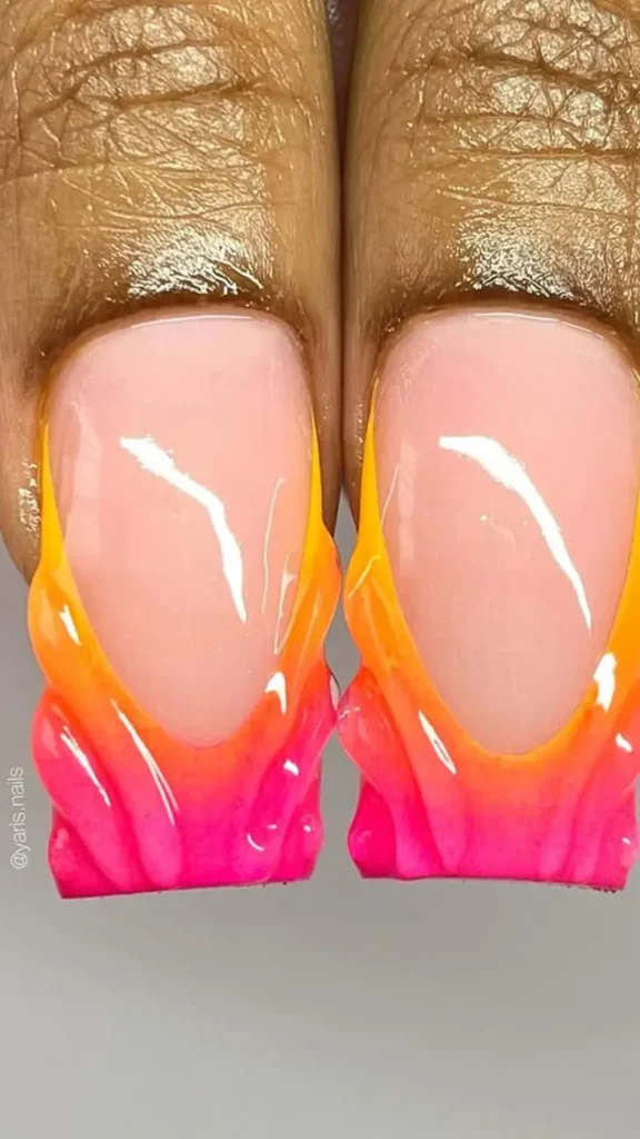Neon Nail Art with 3D Elements