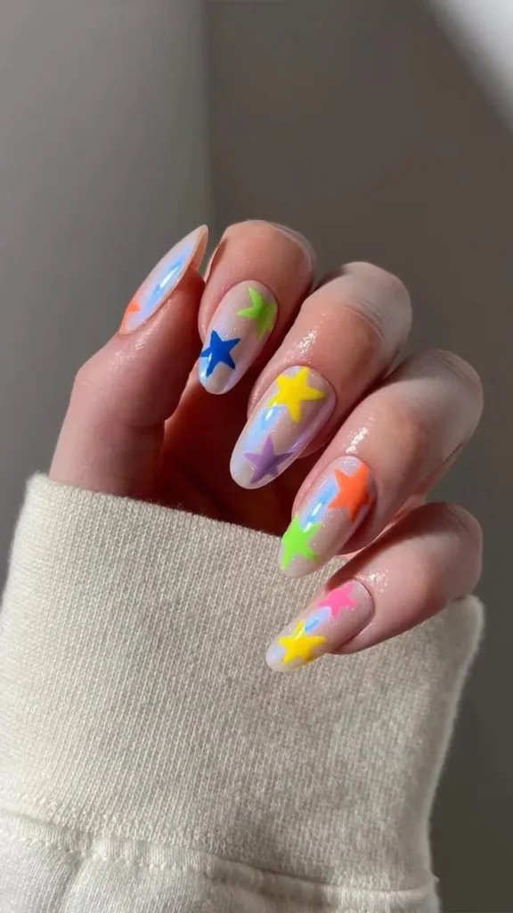 Neon Stars Nail
