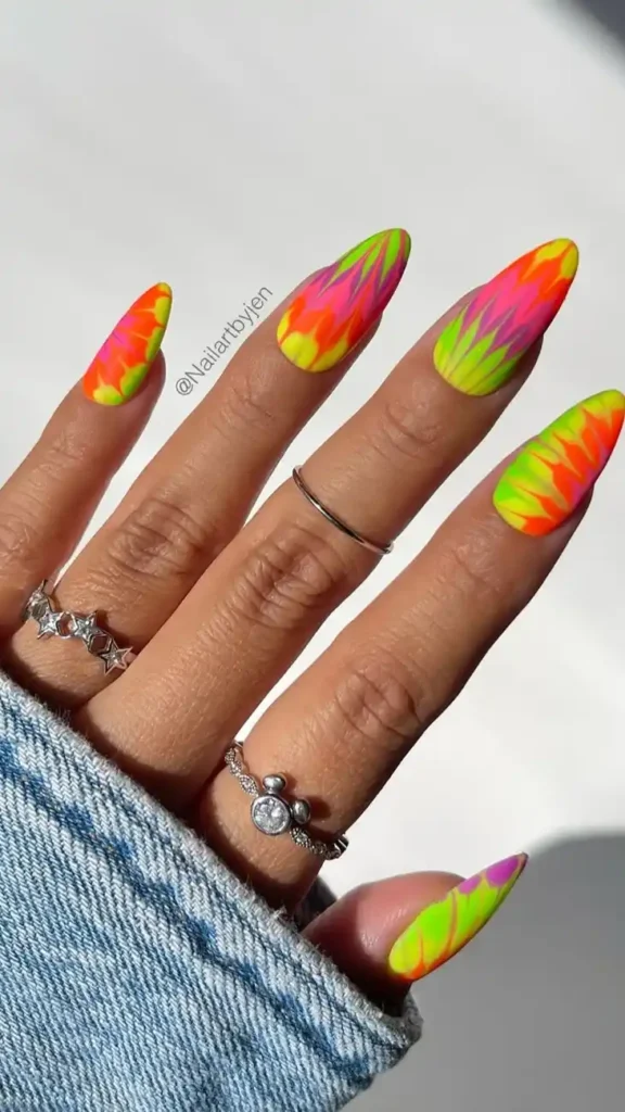 Neon Tie-Dye Nail
