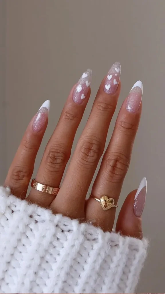 French Tip Nails with Flowers