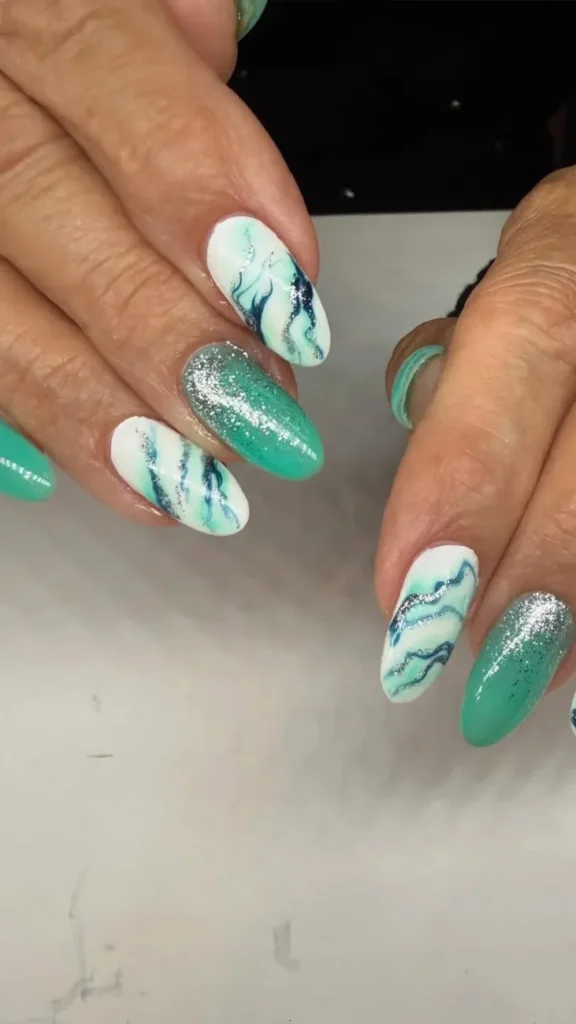 Ocean Wave Nails Tropical Summer Nail