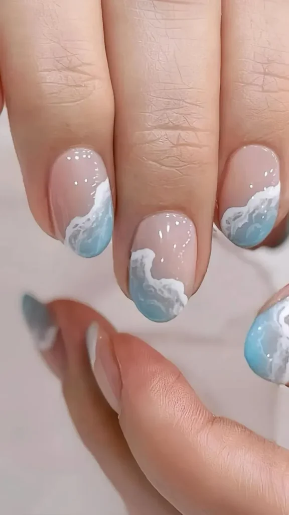 Ocean Waves Nails Summer Vacation Nails