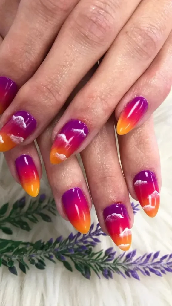 Ombre Beach Sunset Summer Vacation Nails