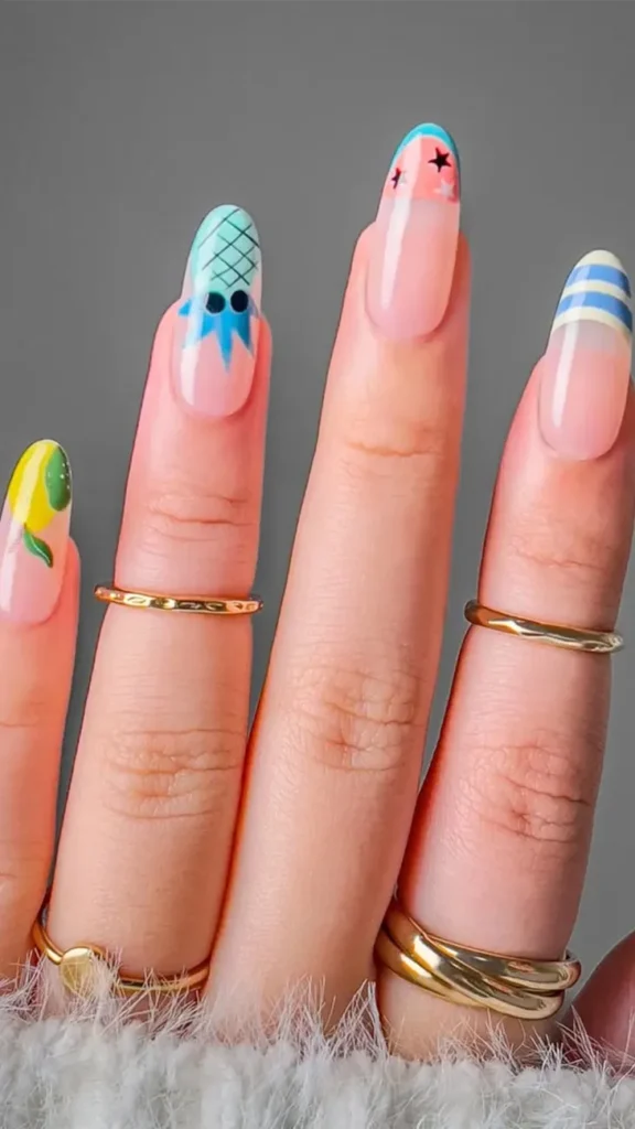 Pineapple Summer Vacation Nails