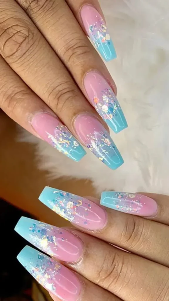 Pink and Blue Pastels Summer Nails