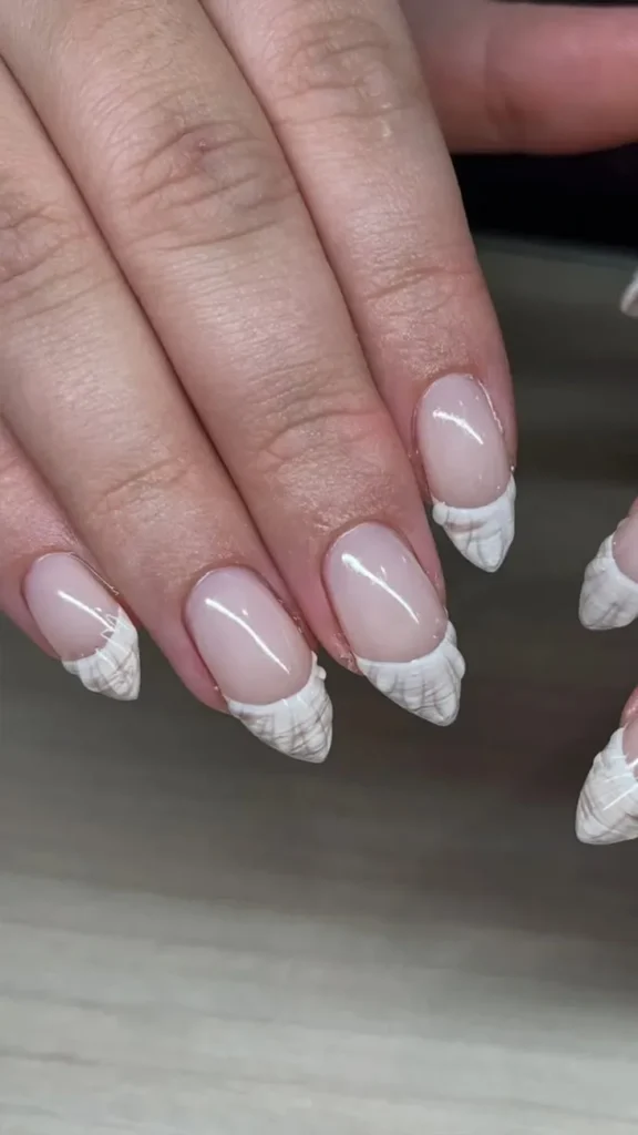 Seashell French Tips Summer Vacation Nails