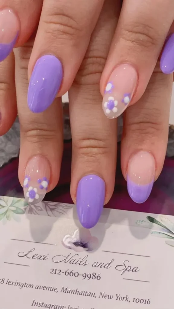 French Tip Nails with Flowers
