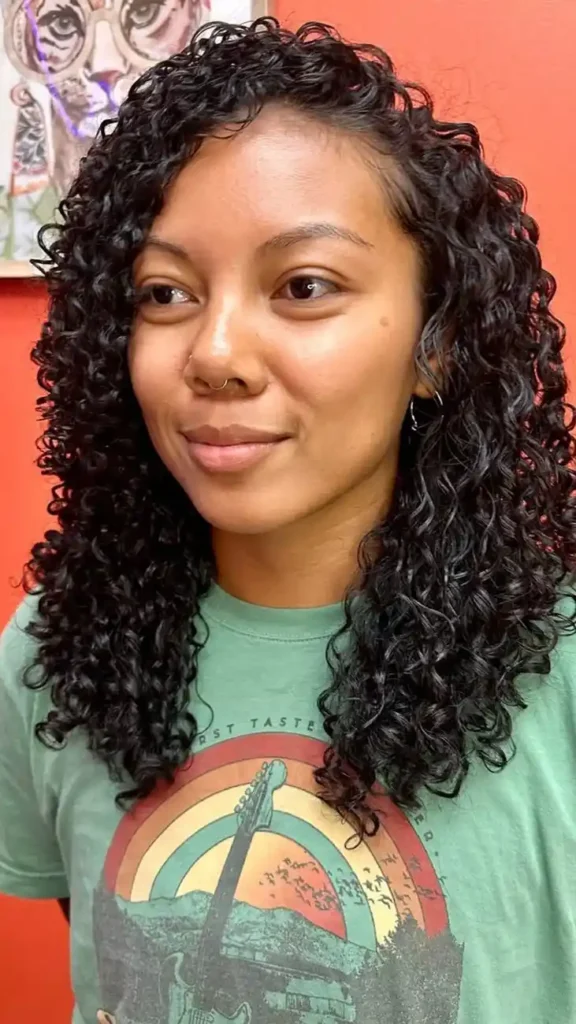Spiral Curls with Side Part Dance Hairstyle