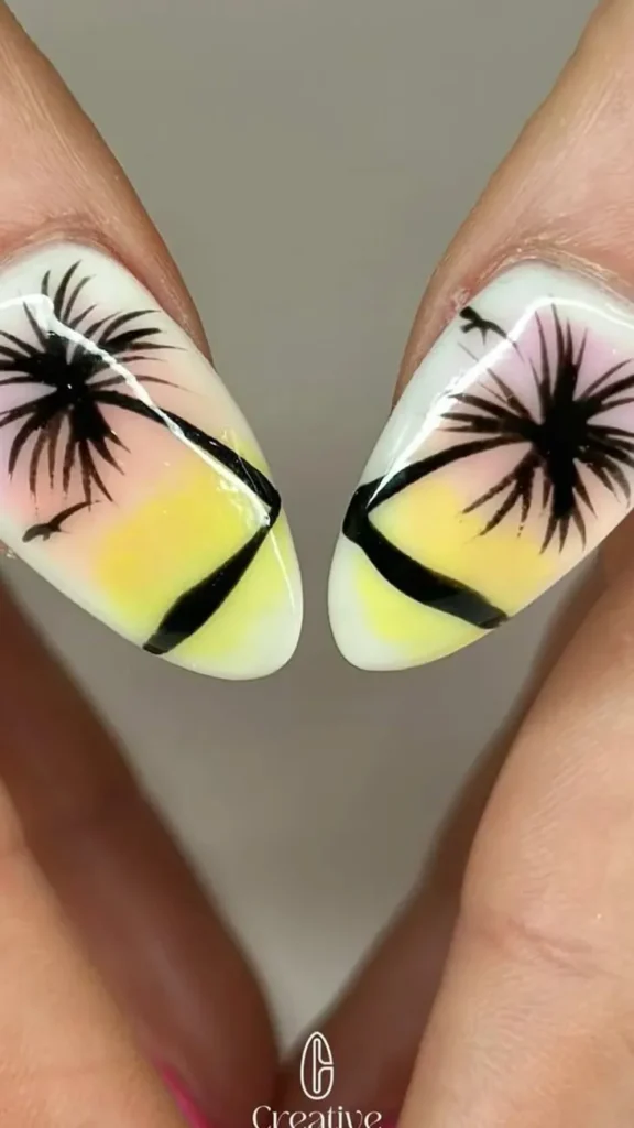 Sunset & Palms Summer Vacation Nails