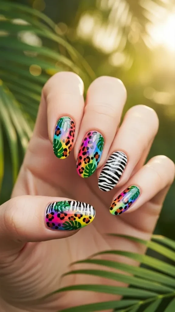 Tropical Animal Print Tropical Summer Nail