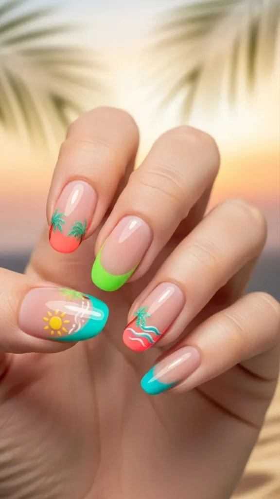 Tropical French Tip Remix Summer Nail