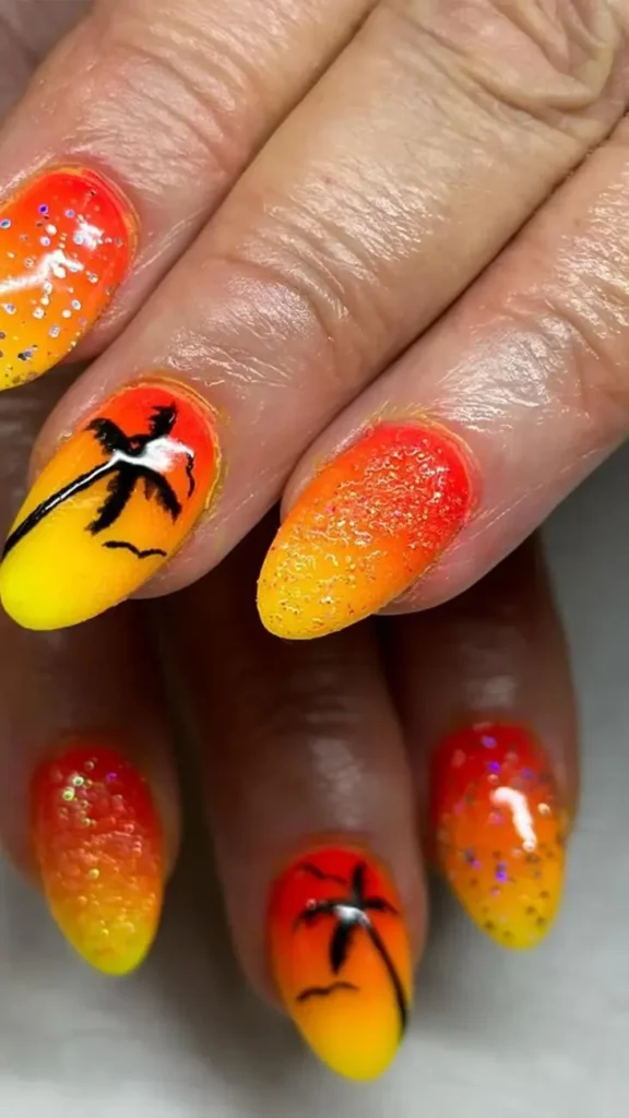 Tropical Sunset Ombre Summer Nail