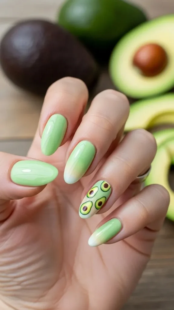 Avocado Dream Summer Pastel Nails