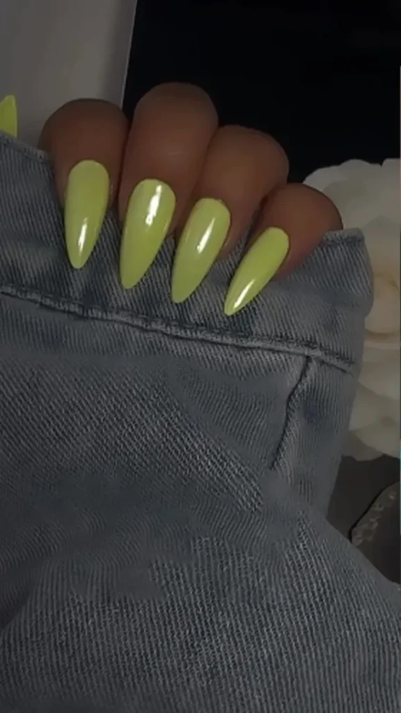 Summer Neon Yellow Chrome Nails