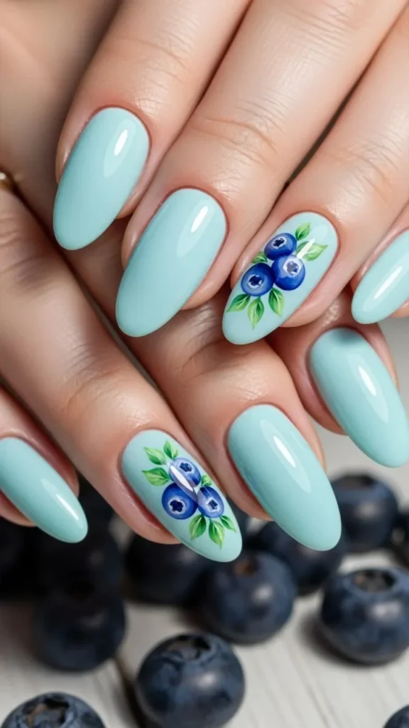 Blueberry Bliss Summer Pastel Nails