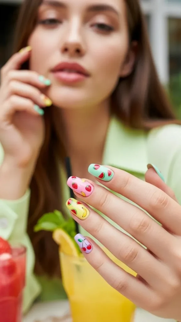 Fruit Stickers Mani Summer Pastel Nails
