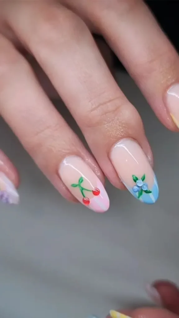 Fruity French Manicure Summer Pastel Nails