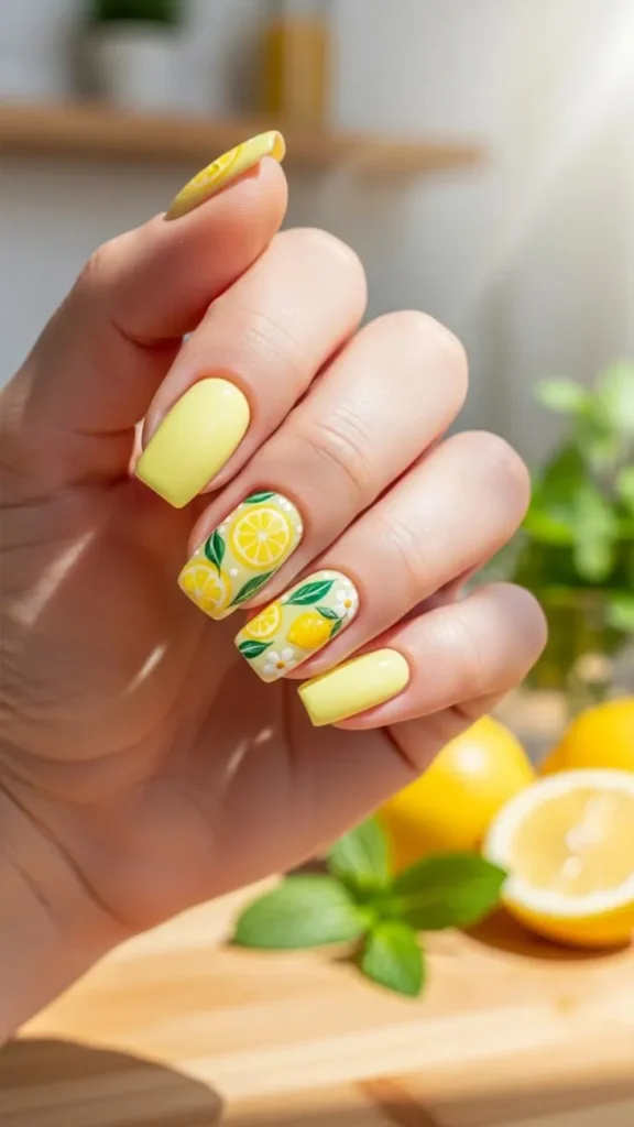 Lemon Zest Yellow Summer Pastel Nails